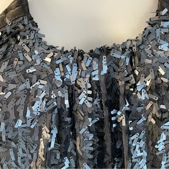 NWT B Darlin Black Sequin Halter Backless Bow Mini Shift Dress Sz 7/8 - Picture 4 of 11